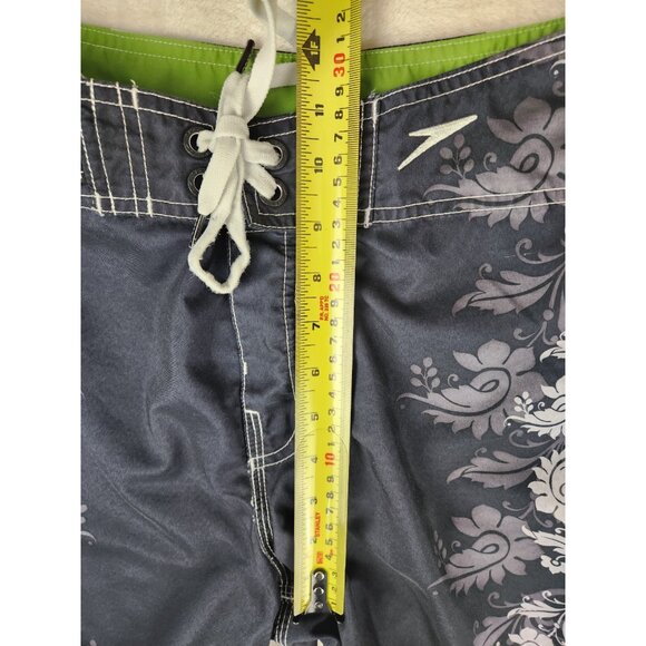 Men's Speedo Board Shorts Swim Trunks Blue Floral Men's Side Pockets Size 32 - Picture 13 of 14